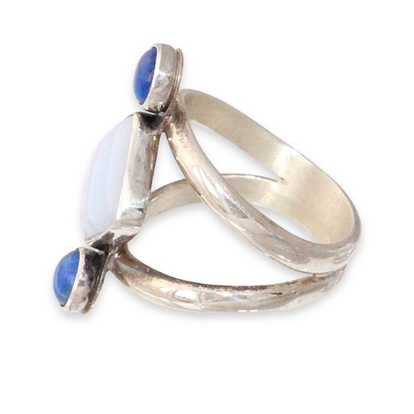 Jay King Desert Rose Trading Blue Lace Agate & Lapis Sterling Silver Ring 9.75 - Picture 3 of 5
